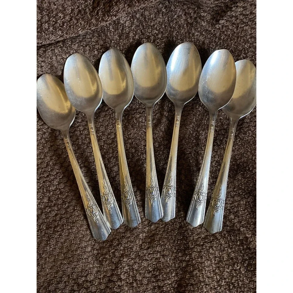 7 Vintage Maytime HARMONY HOUSE PLATE AA +Silverware Soup Spoon